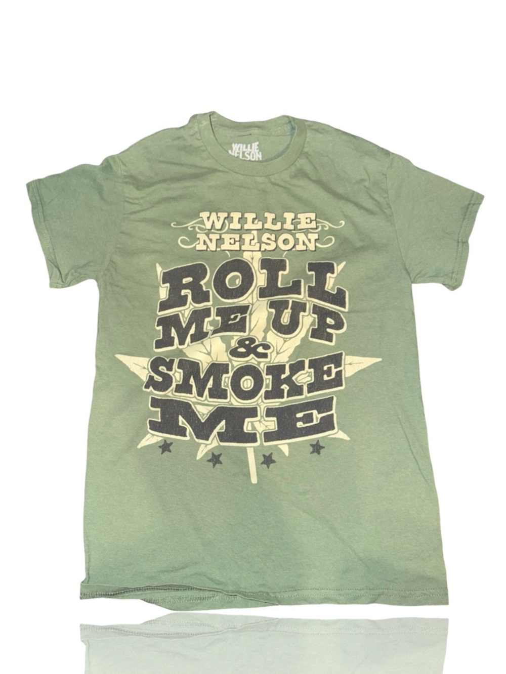 Willie Nelson "Roll Me Up & Smoke Me" Graphic Tee - Green Unisex